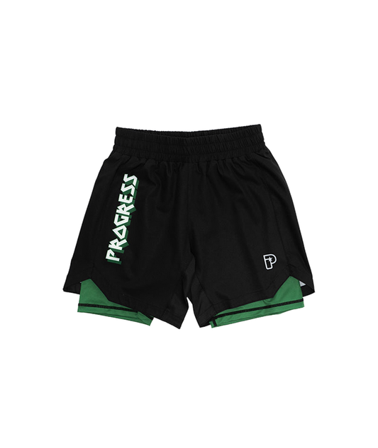 Krakka Bengal Hybrid Shorts - Svartar og Grænar